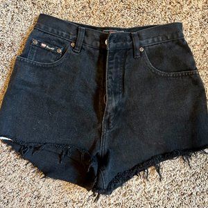 VINTAGE black denim high-waisted cutoff shorts